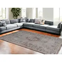 Photo of Gray and Beige Medallion Non Skid Area Rug