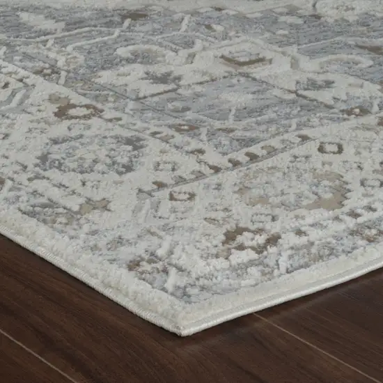 Gray and Beige Oriental Distressed Area Rug Photo 8