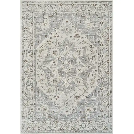 Gray and Beige Oriental Distressed Area Rug Photo 4