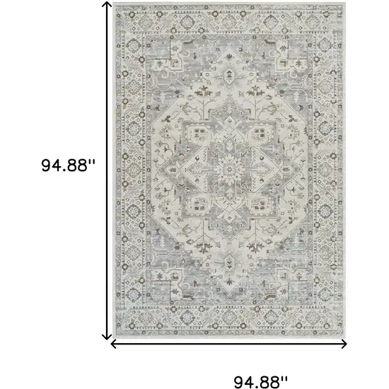 Gray and Beige Oriental Distressed Area Rug Photo 3