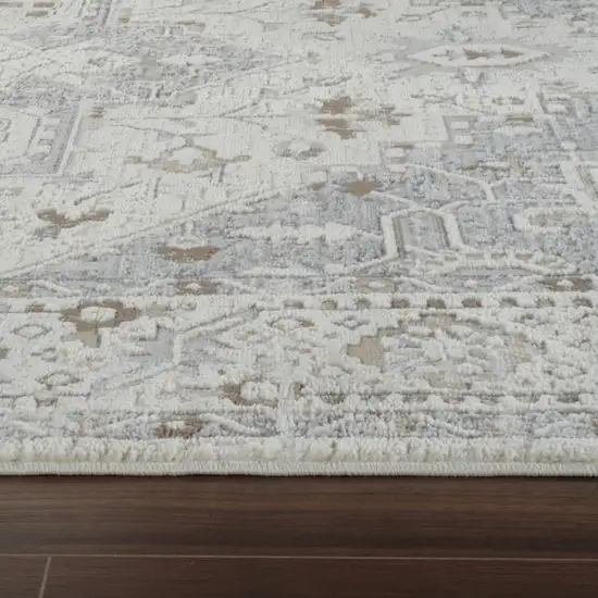 Gray and Beige Oriental Distressed Area Rug Photo 6