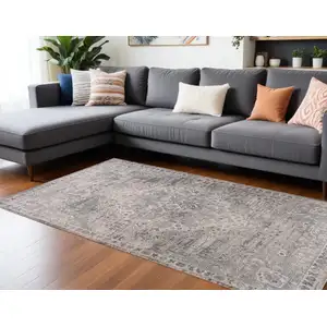 Photo of Gray and Beige Oriental Distressed Area Rug