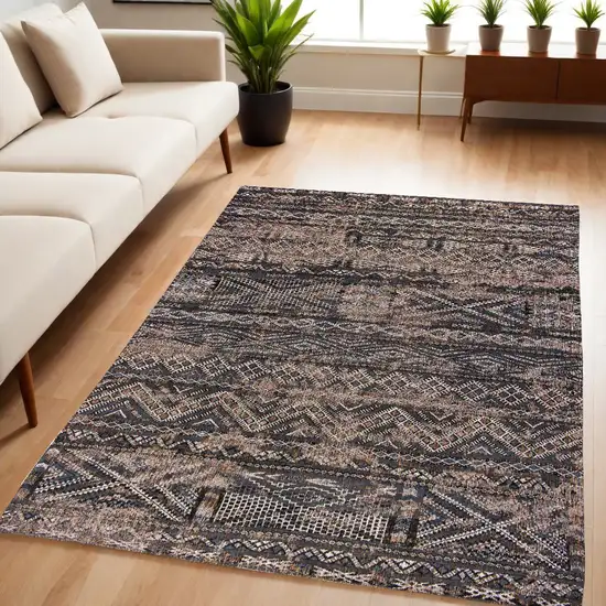 Gray and Beige Oriental Non Skid Area Rug Photo 1