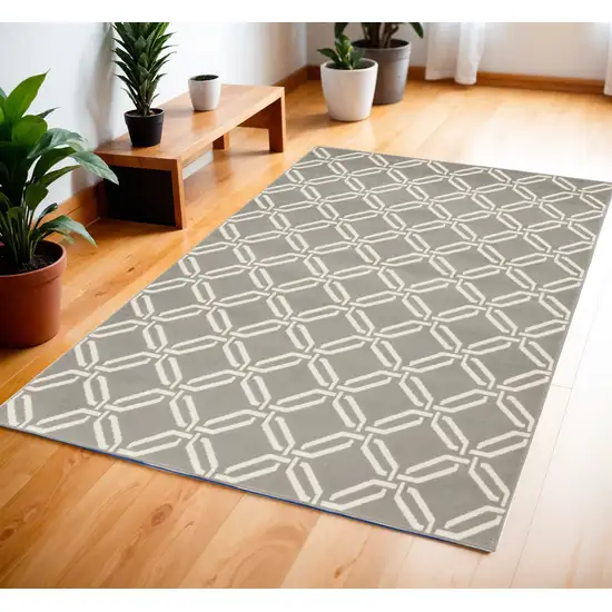 Gray and Beige Trellis Area Rug Photo 1