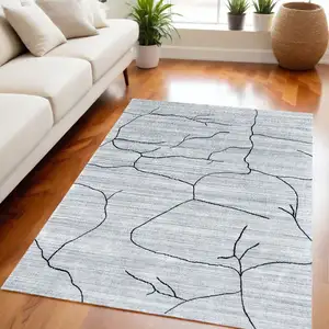 Photo of Gray and Black Abstract Hand Loomed Area Rug