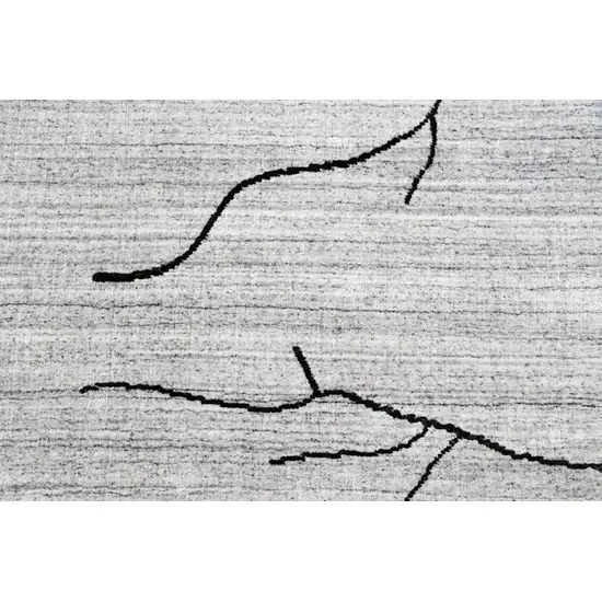 Gray and Black Abstract Hand Loomed Area Rug Photo 6