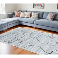 Photo of Gray and Black Abstract Hand Loomed Area Rug