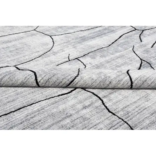 Gray and Black Abstract Hand Loomed Area Rug Photo 7