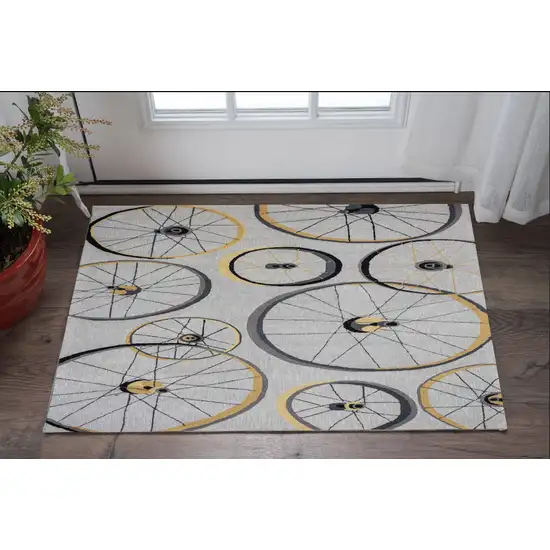 Gray and Black Abstract Hand Tufted Area Rug Photo 1