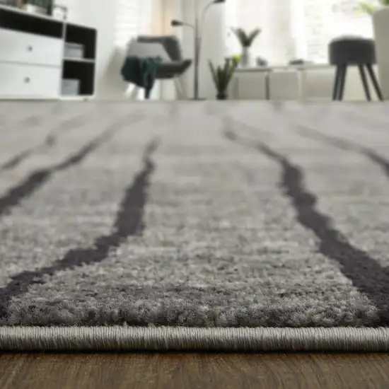 Gray and Black Abstract Power Loom Area Rug Photo 8