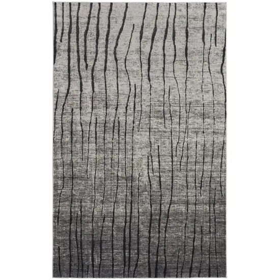 Gray and Black Abstract Power Loom Area Rug Photo 1