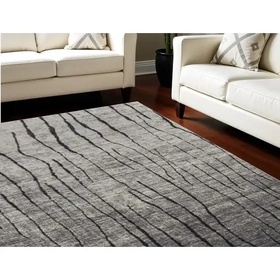 Gray and Black Abstract Power Loom Area Rug Photo 1