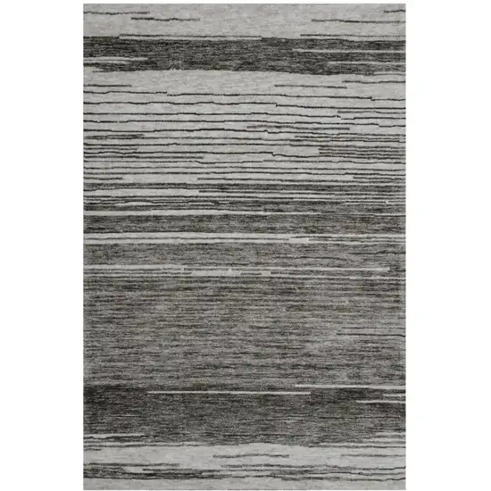 Gray and Black Abstract Power Loom Distressed Area Rug Photo 4