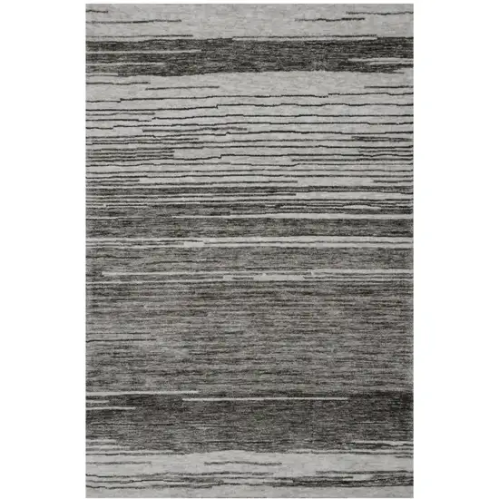 Gray and Black Abstract Power Loom Distressed Non Skid Area Rug Photo 2