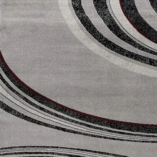 Gray and Black Abstract Shag Power Loom Runner Rug Photo 3