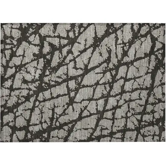 Gray and Black Abstract Washable Non Skid Indoor Outdoor Area Rug Photo 4