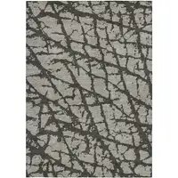 Photo of Gray and Black Abstract Washable Non Skid Indoor Outdoor Area Rug