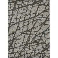 Photo of Gray and Black Abstract Washable Non Skid Indoor Outdoor Area Rug