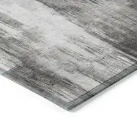 Photo of Gray and Black Abstract Washable Non Skid Indoor Outdoor Area Rug