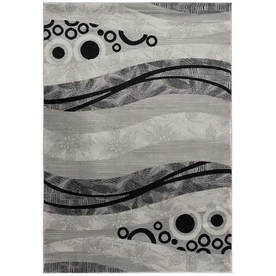 Gray and Black Abstract Waves Area Rug Photo 1