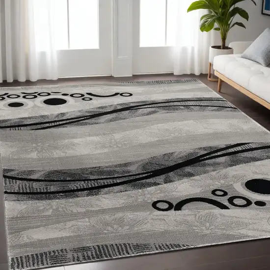 Gray Abstract Dhurrie Area Rug Photo 1