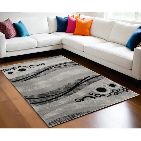 Gray Abstract Dhurrie Area Rug Photo 1