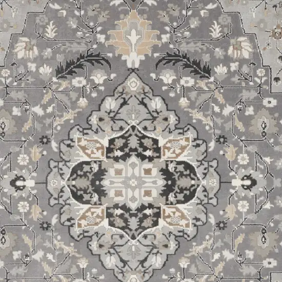 Gray and Black Floral Medallion Non Skid Area Rug Photo 8