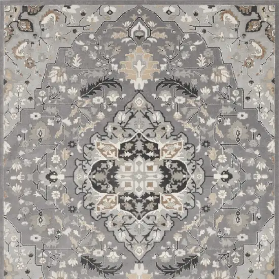 Gray and Black Floral Medallion Non Skid Area Rug Photo 9