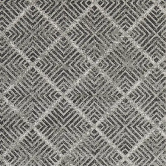 Gray and Black Geometric Power Loom Worn Faded Area Rug Photo 9