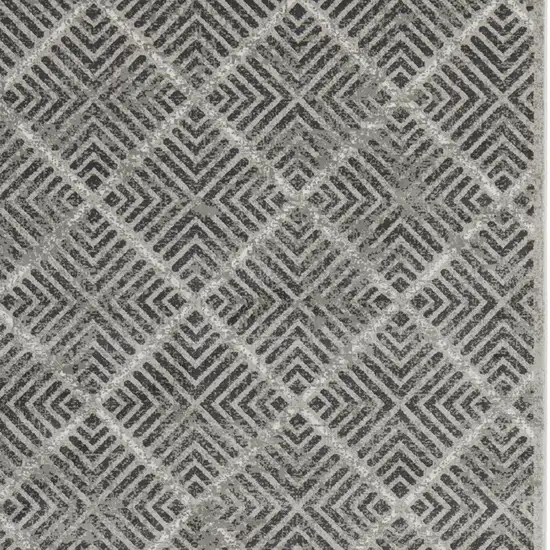 Gray and Black Geometric Power Loom Worn Faded Area Rug Photo 3