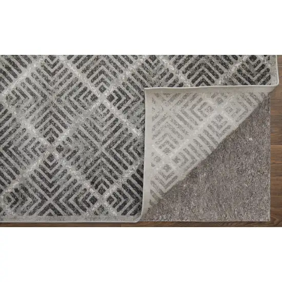 Gray and Black Geometric Power Loom Worn Faded Area Rug Photo 5