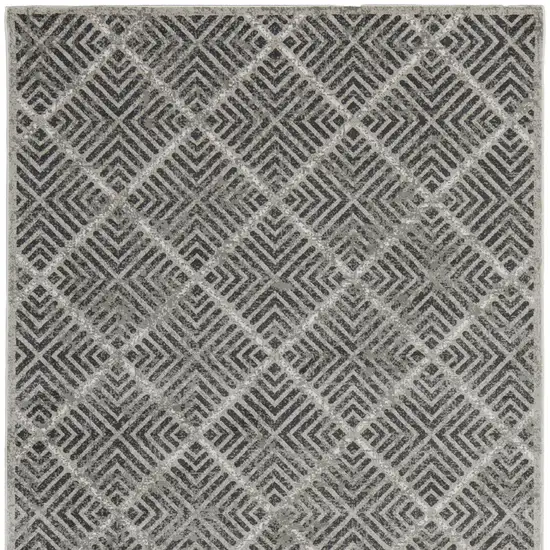 Gray and Black Geometric Power Loom Worn Faded Area Rug Photo 2