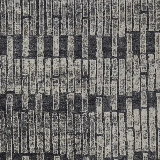 Gray and Black Geometric Power Loom Worn Faded Area Rug Photo 7