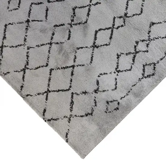 Gray and Black Geometric Shag Area Rug Photo 4