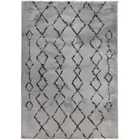 Photo of Gray and Black Geometric Shag Area Rug