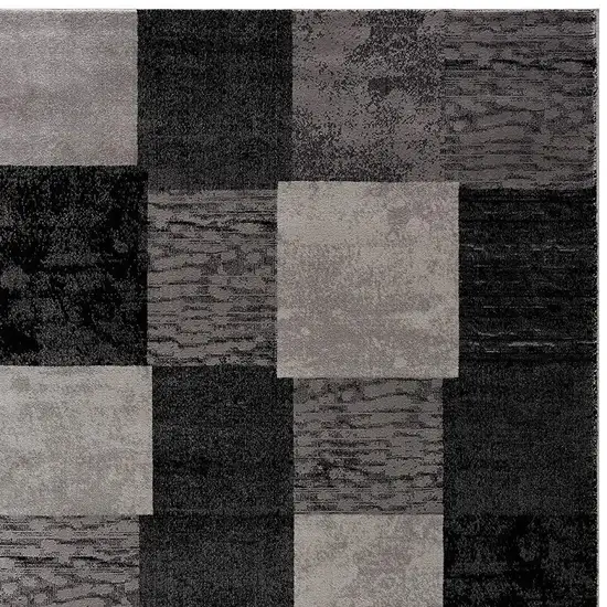 Gray and Black Geometric Washable Non Skid Area Rug Photo 3