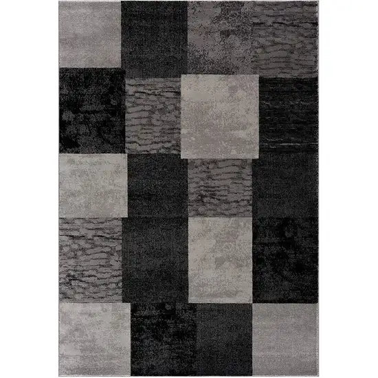 Gray and Black Geometric Washable Non Skid Area Rug Photo 2