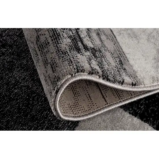 Gray and Black Geometric Washable Non Skid Area Rug Photo 6