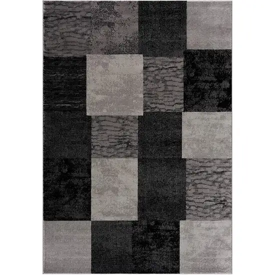 Gray and Black Geometric Washable Non Skid Area Rug Photo 4