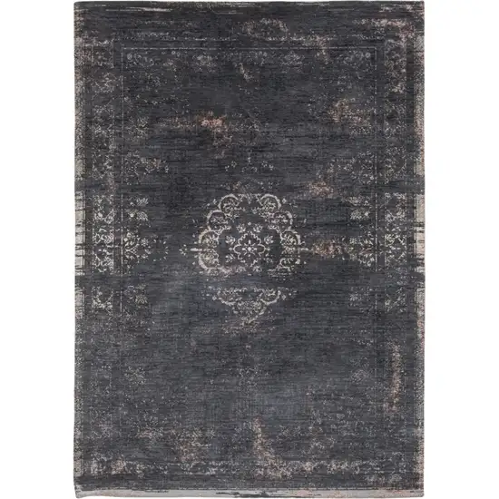 Gray and Black Medallion Non Skid Area Rug Photo 2