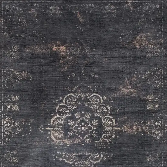 Gray and Black Medallion Non Skid Area Rug Photo 5