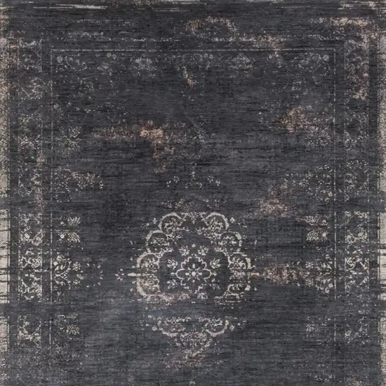 Gray and Black Medallion Non Skid Area Rug Photo 6