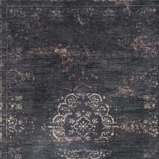 Gray and Black Medallion Non Skid Area Rug Photo 5