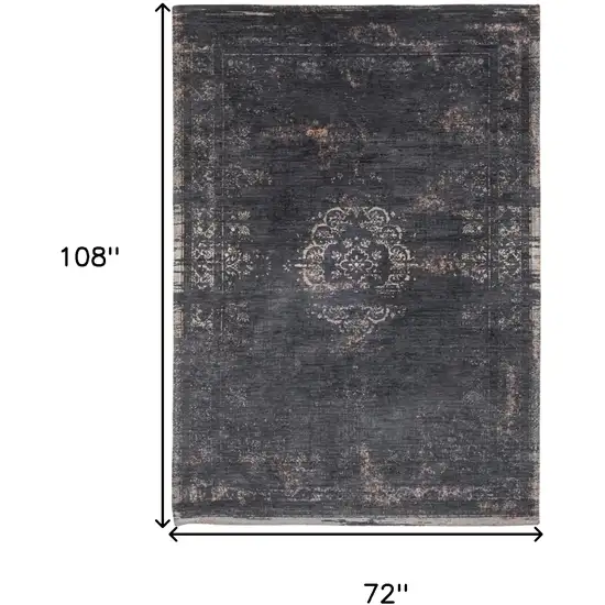 Gray and Black Medallion Non Skid Area Rug Photo 3