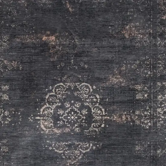 Gray and Black Medallion Non Skid Area Rug Photo 5