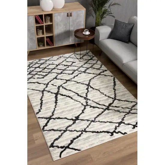 Gray and Black Modern Abstract Area Rug Photo 6