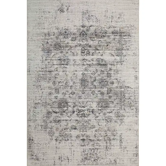 Gray and Black Oriental Power Loom Distressed Area Rug Photo 5