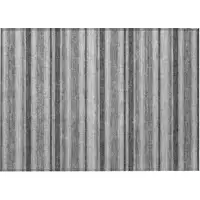 Photo of Gray and Black Striped Washable Non Skid Indoor Outdoor Area Rug