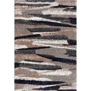 Photo of Gray and Black Strokes Area Rug