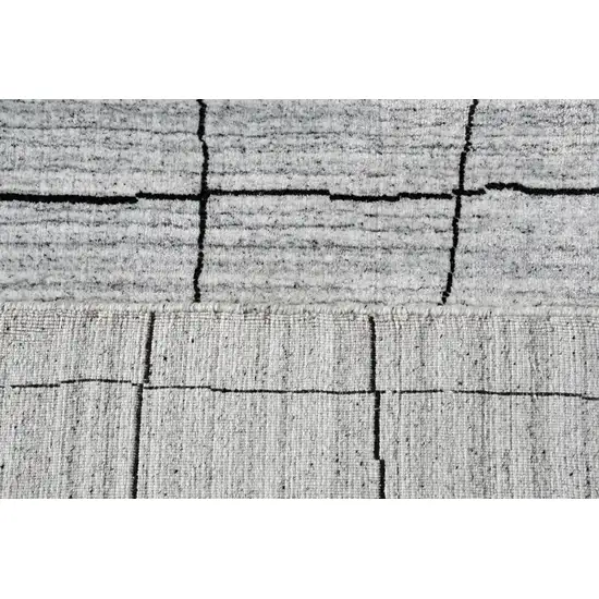 Gray and Black Wool Abstract Geometric Hand Loomed Area Rug Photo 8